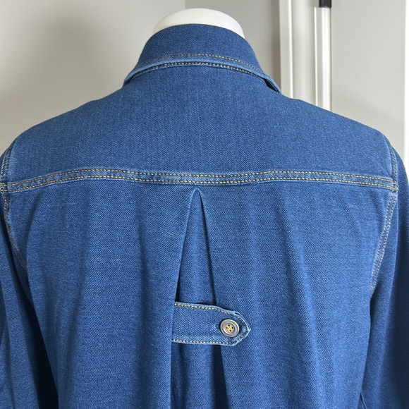 J McLaughlin Chambray Relaxed Fit Dress Knee Length Pockets Roll Sleeve Sz M - Picture 7 of 12